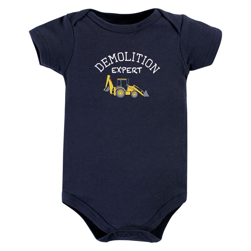 Hudson Baby Infant Boy Cotton Bodysuits, Construction 3-Pack, 6 of 7