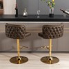 INFURNIC Counter and Bar Stools Swivel Tufted PU Upholstered Barstools with Adjustable Seat for Kitchen, Brown, 18.1"*19"*42.9" - 3 of 4