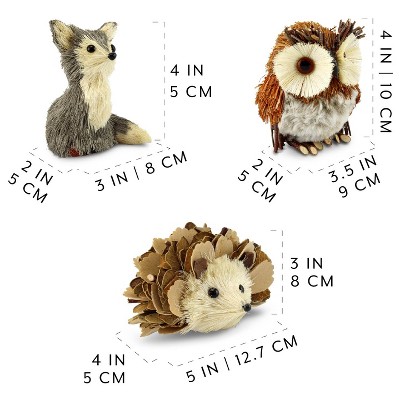 Woodland Friends Fall Winter Owl Fox Hedgehog Figurines Set