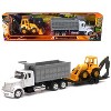 International Lonestar Dump Truck White and Wheel Loader Yellow with Flatbed Trailer 1/43 Diecast Model by New Ray - 4 of 4