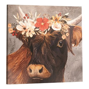 Animal-Inspired Flower Cow Canvas Art 24 x 24 Inch by Manual Woodworkers and Weavers - 1 of 3
