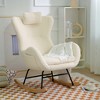 Vynxaria Beige Teddy Upholstered Rocking Accent Chair with Adjustable Headrest & Pocket - 3 of 4