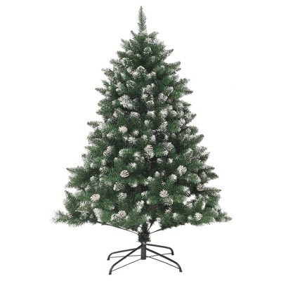 vidaXL Modern Artificial Christmas Tree with Stand and Snow Decoration, 59.1" PVC Green White Christmas Tree