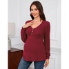 Coolmee Womens Maternity Tops Long Sleeve Pregnancy Tunic Blouses Button V Neck Ribbed Shirts Pregnant Clothes - 4 of 4