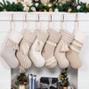 Stockings 6 Pack Family 20 Inch Large Rustic Farmhouse Christmas Stockings with Tassels Beige Set Fireplace Decorations Xmas Season - 2 of 4