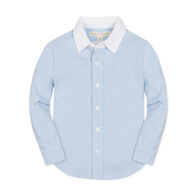 Hope & Henry Boys' Organic Long Sleeve Pique Button-Down Shirt, Kids, 1 of 8