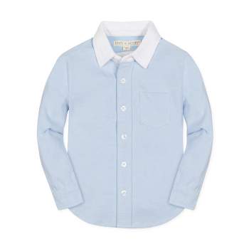 Hope & Henry Boys' Organic Long Sleeve Pique Button-Down Shirt, Infant