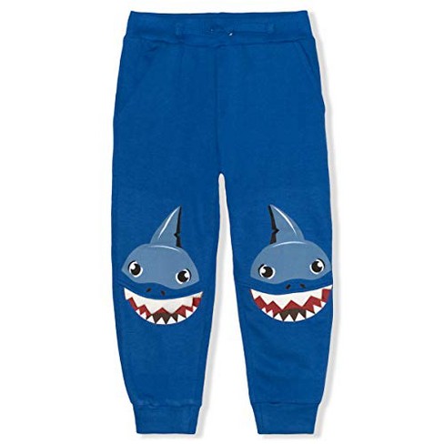 10 Threads Toddler Boy's Graphic Printed Jogger Pants with Drawstring Waist  and Side Pockets - Shark, Blue / Size 2T