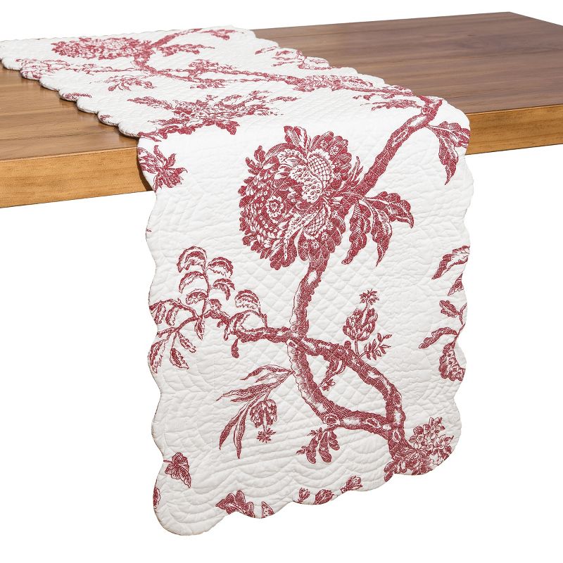 C&F Home Colonial Williamsburg 14" x 51" Arcadia Red Table Runner, 2 of 5