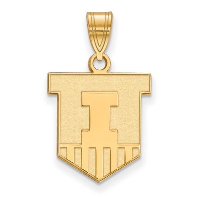 Black Bow Jewelry 14k Yellow Gold Illinois Fighting Illini NCAA Medium Pendant