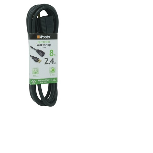 Woods 8' Outdoor Extension Cord Black : Target