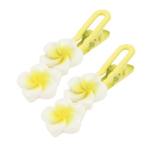 Unique Bargains Women's Grace Flower Hair Clip 2.52"x0.83"x0.55" Yellow White 2pcs - 1 of 3