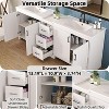 84" Double Sink Bathroom Vanity with Quartz Countertop, Ceramic Sinks, 2 Sliding Drawers,Adjustable Shelves,Freestanding Cabinet - 3 of 4
