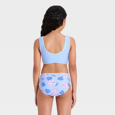 Lilo & Stitch Girls' Disney Lilo and Stitch 2pc Floral Printed Swim Set - Blue M — фото 2