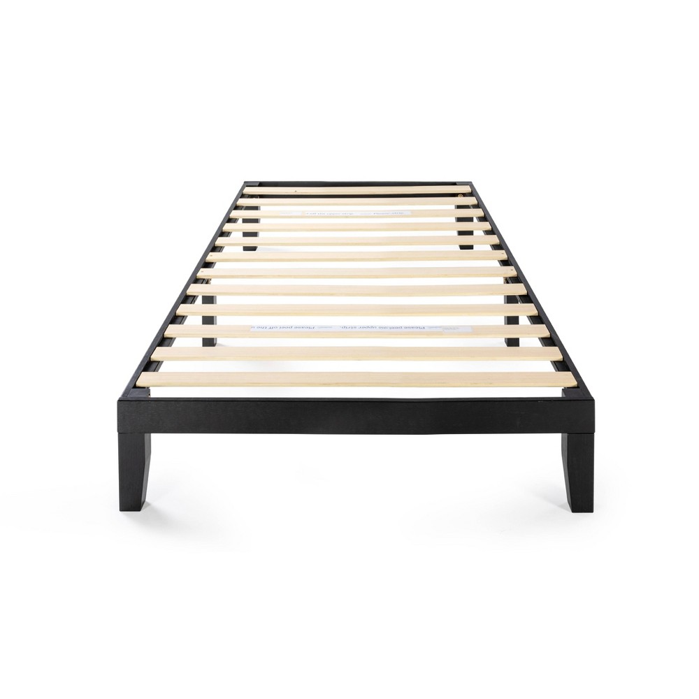 Photos - Bed Best Price Mattress Twin 12" Naturalista Classic Solid Wood Platform  Black: Acacia Frame, No Box Spring Needed