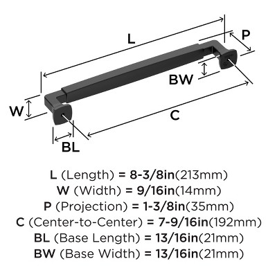 Amerock Matte Black 7-9/16" Stature Cabinet Pull