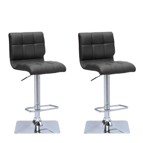 Set Of 2 Adjustable Curved Back Bonded Leather Barstool - Corliving 