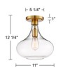 Possini Euro Design Cecil Modern Ceiling Light Semi Flush Mount Fixture 11" Wide Warm Brass Clear Glass for Bedroom Kitchen Living Room Hallway House - 4 of 4