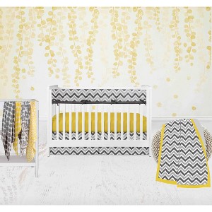Bacati - Ikat Dots Giraffe Yellow Grey Muslin Neutral 8 pc Crib Set with Crib Rail Guard - 1 of 4