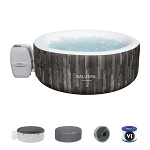 Bestway SaluSpa Bahamas AirJet 2 to 4 Person Inflatable Hot Tub Round Portable Outdoor Spa with 120 AirJets and EnergySense Energy Saving Cover, Brown - 1 of 4