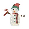 Wovenbyrd Holiday Time Set of 2 Light-Up Snowman Couple with Heart-Shaped Candy Cane Family Christmas Decoration, - 4 of 4