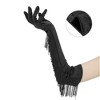 INSPIRE CHIC Women's Long Fringe Gloves with Tassels Satin 19.3" Elbow Length Warmer for Halloween, Opera, Wedding, Party 1Pair - 3 of 4