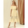 Allegra K Women's Off Shoulder Ruffle Lace Insert High Waist Short Sleeve Flowy Maxi Dress - 2 of 4