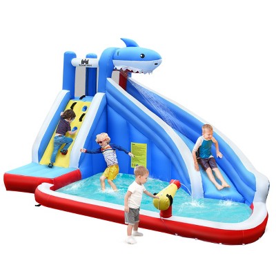 Infans Inflatable Water Slide shark Bounce House Castle Splash Water Pool W/735W Blower