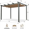 Gulches Aluminum Retractable Pergola with Sun Shade, Weather-Resistant Canopy for Backyard, Deck, Garden, Grape Trellis (Beige) - 3 of 4