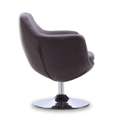 Elegant Gray Faux Leather Barrel Swivel Accent Chair