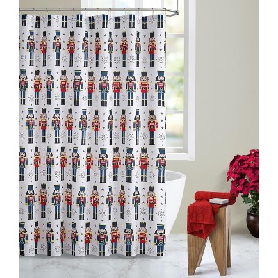 Kate Aurora Holiday Living Christmas Nutcrackers Fabric Shower Curtain