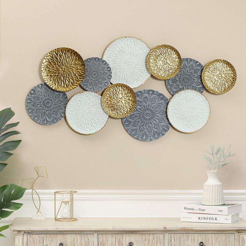 LuxenHome 48" W Connected Circles Metal Wall Decor Sculpture Multi-Color, 3 of 11