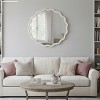 White 30 inch Wavy Round Solid Wood Frame Decorative Mirror,For Bedroom, Bathroom, Living Room, Entryway - 3 of 4