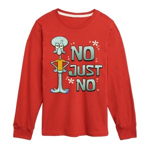 Boys' - SpongeBob SquarePants - No Just No Long Sleeve Graphic T-Shirt - 1 of 4
