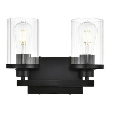 Elegant Lighting Saanvi 2 light Black and Clear Bath Sconce