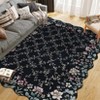 Floral Irregular Edge Carpet Indoor Non Slip Washable Boho Vintage Entry Rug Low Pile Throw Rugs for Entryway - 4 of 4