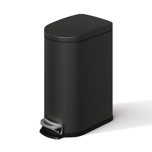 Metal Trash Can with Lid - Step-on Kitchen Garbage Bin, Rustproof, Waterproof with Inner Bucket & Soft Close Lid - 1 of 4