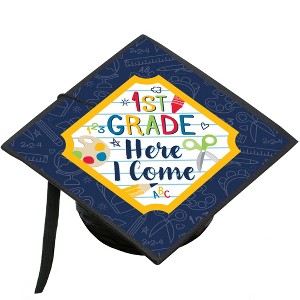 Big Dot of Happiness 1st Grade Here I Come - Kids Kindergarten Graduation Cap Decorations Kit - Grad Cap Cover - 1 of 4