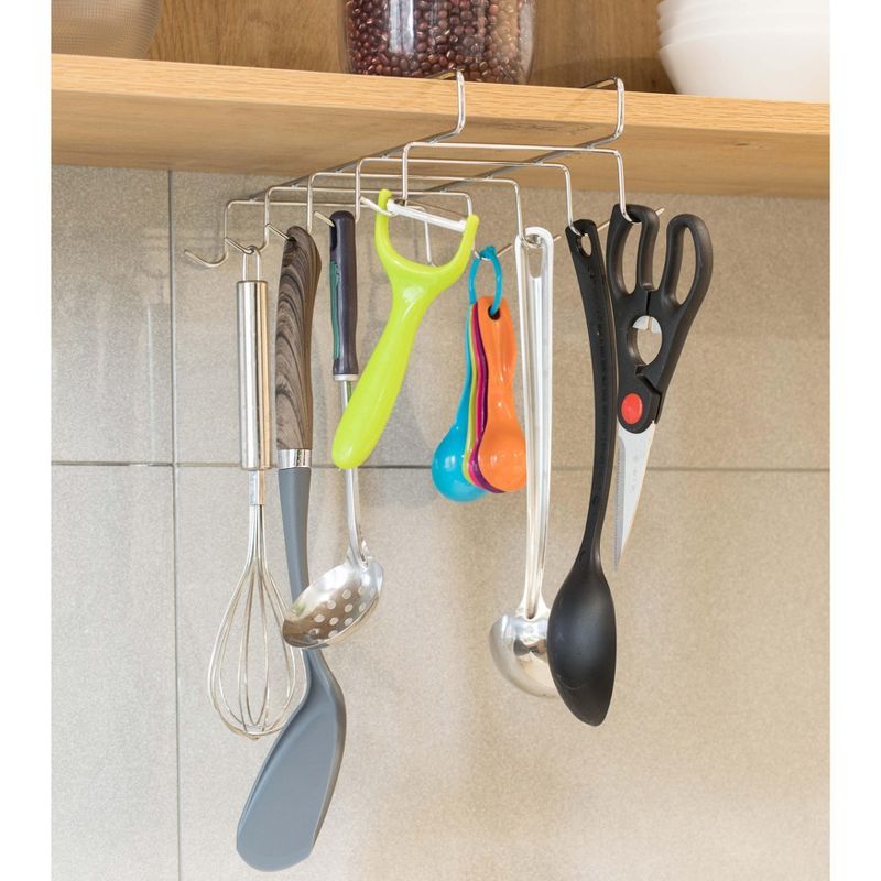 Basicwise Cup Rack Under Shelf, Kitchen Utensil Drying hooks, 4 of 8