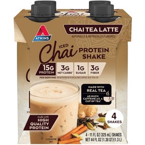 Atkins Chai Tea Latte Protein Shake - 4ct/44 fl oz - 1 of 4