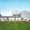 Tangkula 8PCS Patio Acacia Wood Furniture Set PE Rattan Conversation Set w/ Off White Cushions - 2 of 4