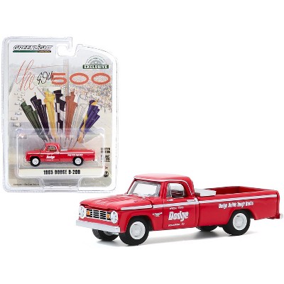 1965 Dodge D-200 Official Pickup Truck Red "Dodge Builds Tough Trucks" 49th International 500 Mile Sweepstakes 1/64 Diecast Model Car by Greenlight