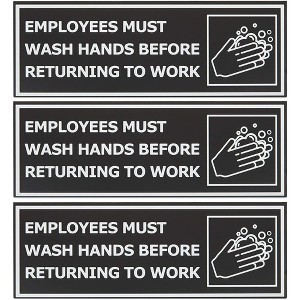 Stockroom Plus 3 Pack Magnetic Safety Bathroom Sign, Employees Must Wash Hands Before Returning to Work (9 x 3 In) - 1 of 4