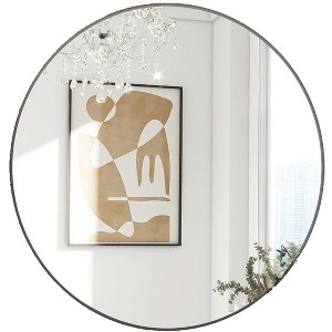 Aoibox Round Mirror with Metal Frame, Wall Mounted for Entryway, Bathroom, Vanity, Living Room, Black, Decorative and Functional - 1 of 4