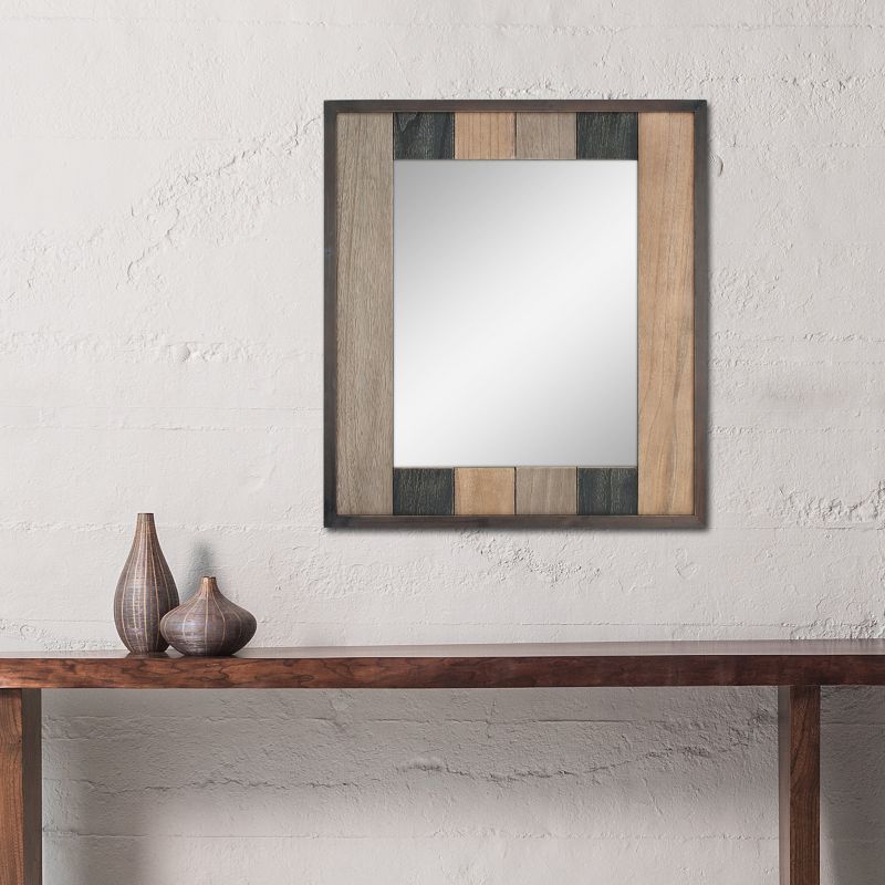 26.6&#34; x 24&#34; Rectangle Natural Wood Plank Mirror Brown - Stonebriar Collection, 4 of 8