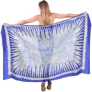 LA LEELA Women's Wraps Long Holiday Beachwear Swimsuit Swimwear Sarong Cover up Wrap Vacation Wear Bathing Suit Skirts One Size Off-White, Abstract - 1 of 4