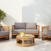4 Piece Acacia Wood Patio Conversation Set with Curved Chairs Loveseat and Table Rope Accent Outdoor Seating with Cushions-Maison Boucle - 3 of 4
