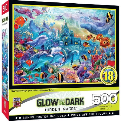 MasterPieces Inc Sea Castle Delight 500 Piece Hidden Images Glow In The Dark Jigsaw Puzzle