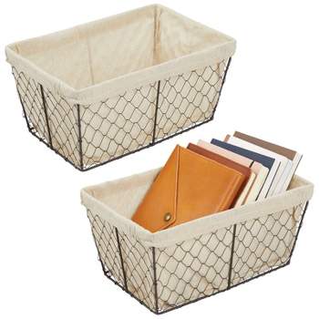 mDesign Medium Chicken Wire Basket with Fabric Liner