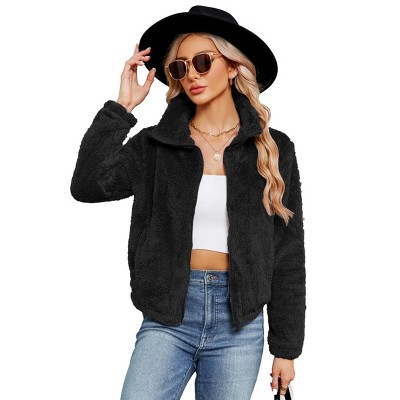 Women's Fleece Jackets Zip-up Jackets Coat Long Sleeve Jacket with Pockets